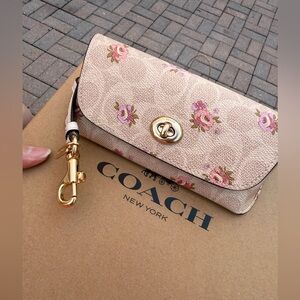 Coach Floral Beige Sunglasses Case with Key holder